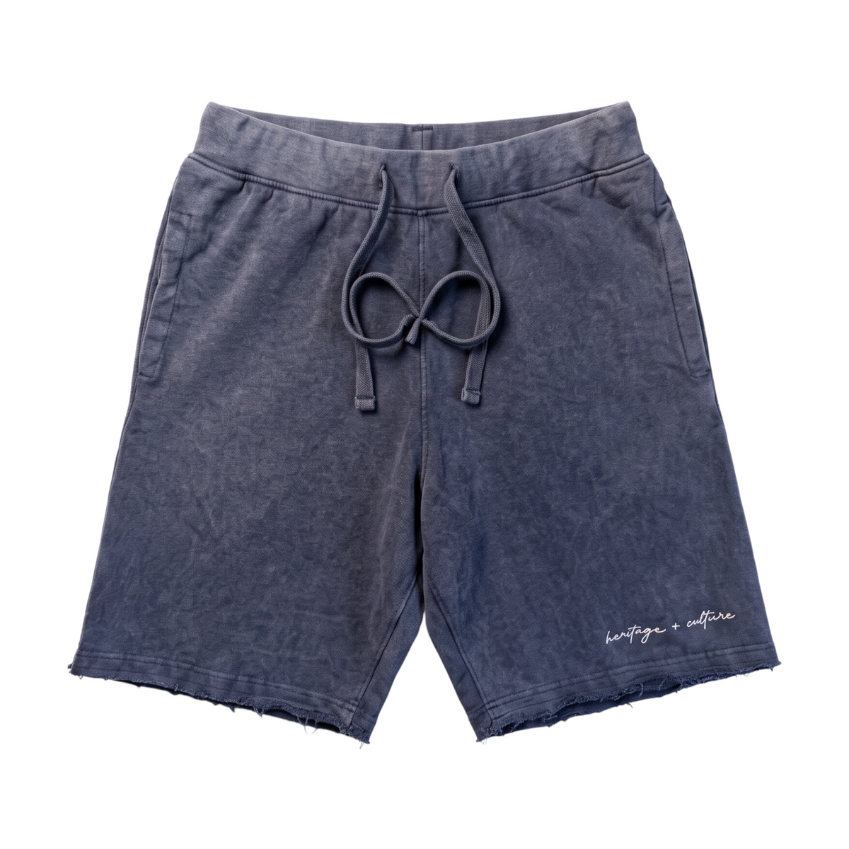 Vintage Wash Distressed Shorts - Heather Blue (Slim Fit)
