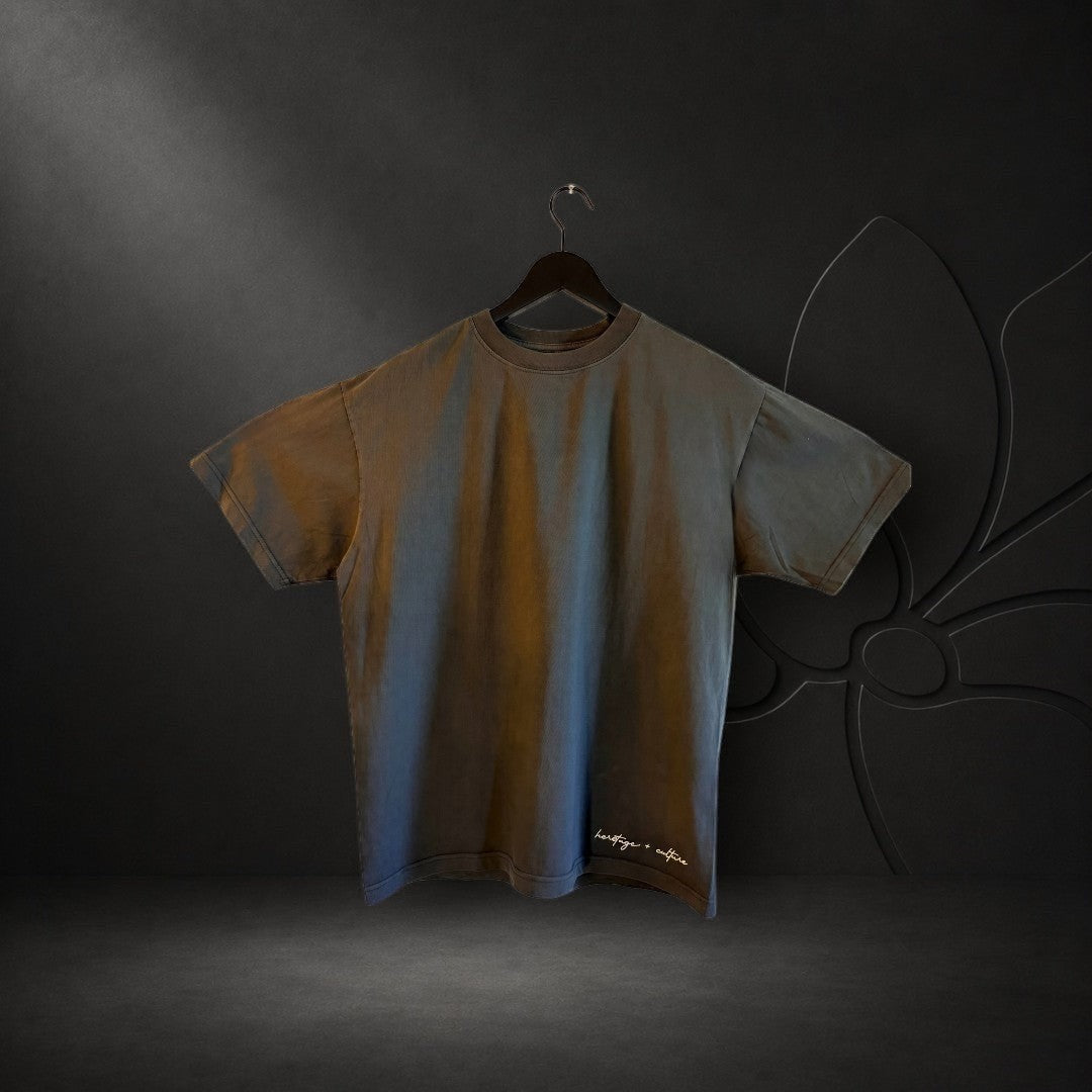 KA'EO Apparel vintage pepper heavyweight oversized t-shirt with embroidered heritage + culture detail