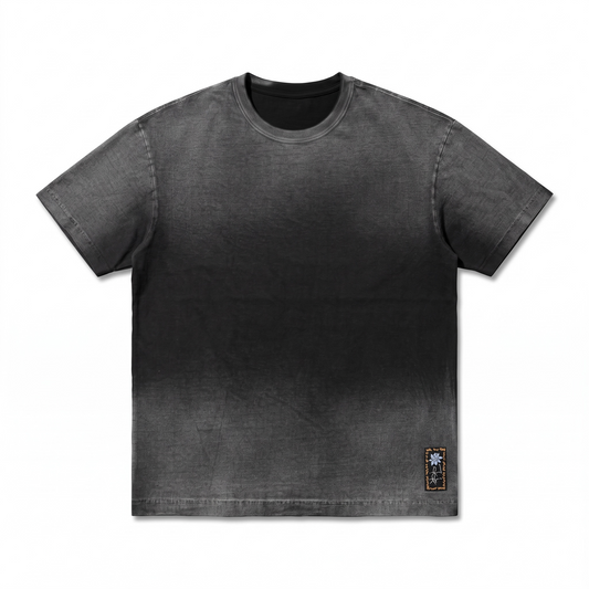 KA'EO Apparel Venus Rising heavyweight charcoal t-shirt with a vintage washed finish and small hem graphic patch.