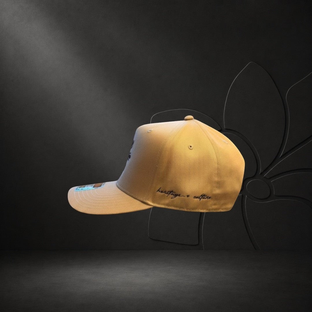 KA'EO Apparel Khaki Embroidered Sampa-Sol Snapback with "heritage & culture" side embroidery. Adjustable fit.