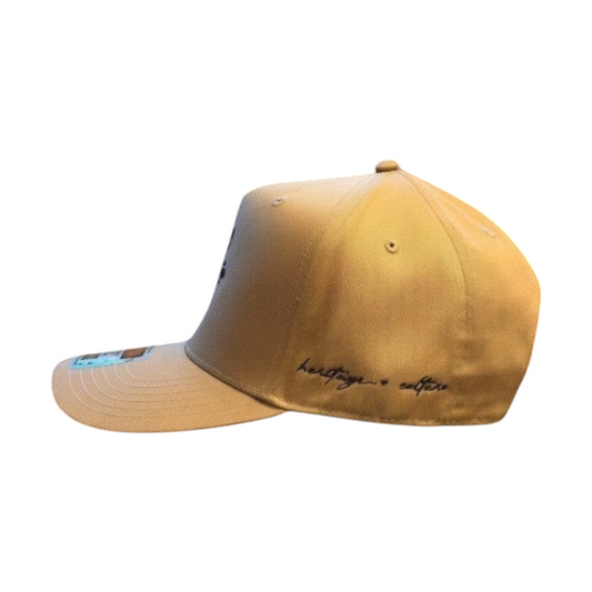 KA'EO Apparel Khaki Embroidered Sampa-Sol Snapback with "heritage & culture" side embroidery. Adjustable fit.
